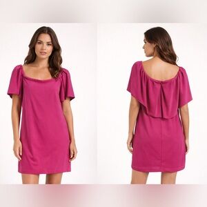 Trina Turk Fuchsia Cape Back Dress | Pink Shift | M